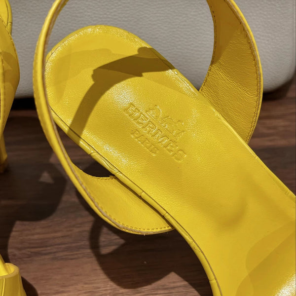 SLINGBACK ETERNITE 105 GIALLO IN PELLE DI AGNELLO E COCCODRILLO