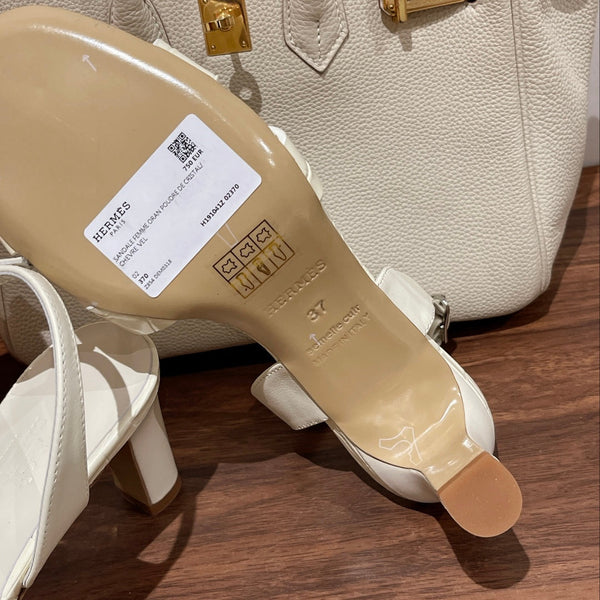 SLINGBACK ETERNITE 75 IN PELLE DI AGNELLO E COCCODRILLO BIANCA