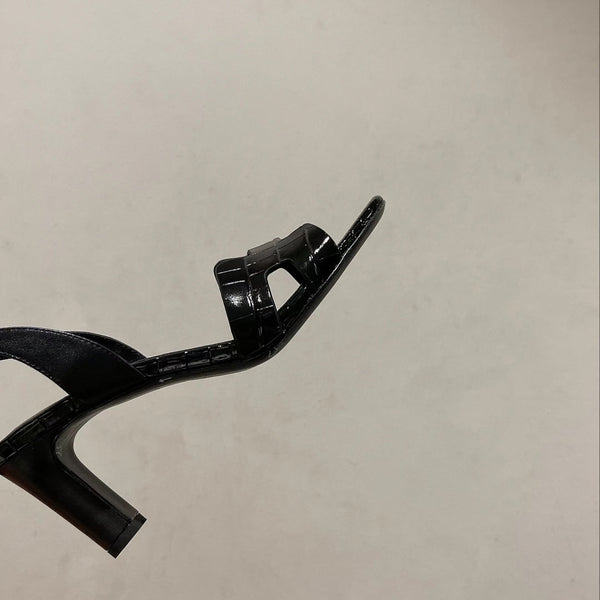 SLINGBACK ETERNITE 105 IN PELLE DI AGNELLO E COCCODRILLO NERA