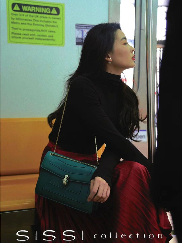 BVL Serpenti Forever Shoulder Bag 28cm Green Calfskin GHW 188642