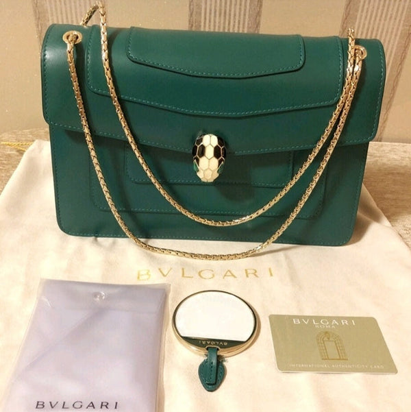 BVL Serpenti Forever Shoulder Bag 28cm Green Calfskin GHW 188642