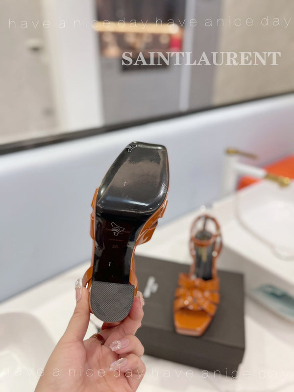 SANDALI FLATFORM SL TRIBUTE IN PELLE DI VITELLO RAME LUCIDO