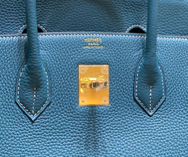 HM BIRKIN 35CM BAG CERULEAN TOGO GOLD HARDWARE