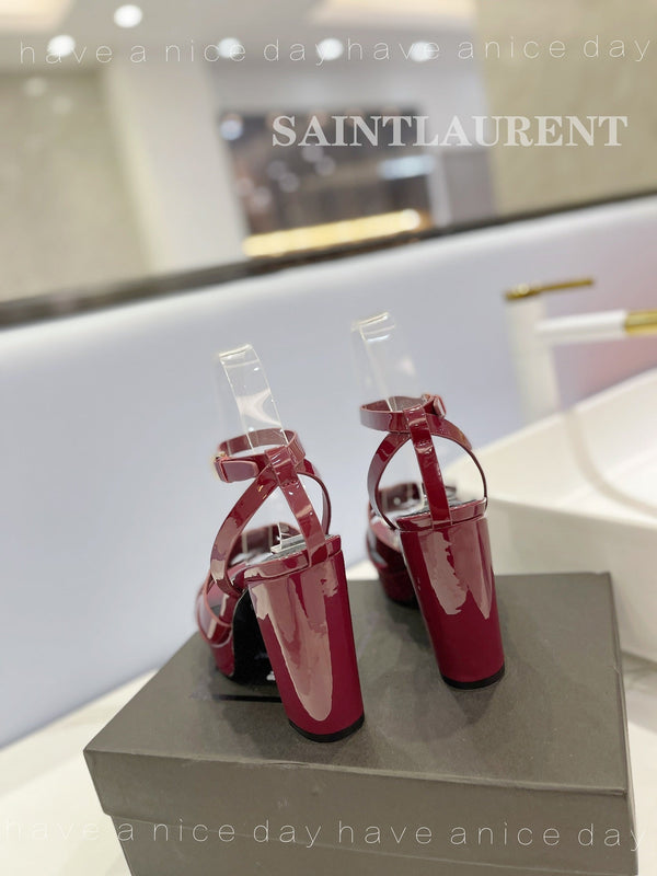 SANDALI FLATFORM SL TRIBUTE IN PELLE DI VITELLO LUCIDA COLOR BACCHE