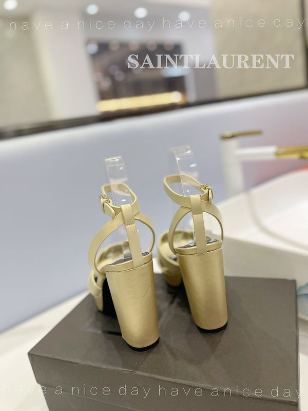 SANDALI FLATFORM SL TRIBUTE IN PELLE DI VITELLO LINO