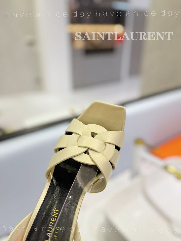 SANDALI FLATFORM SL TRIBUTE IN PELLE DI VITELLO LINO