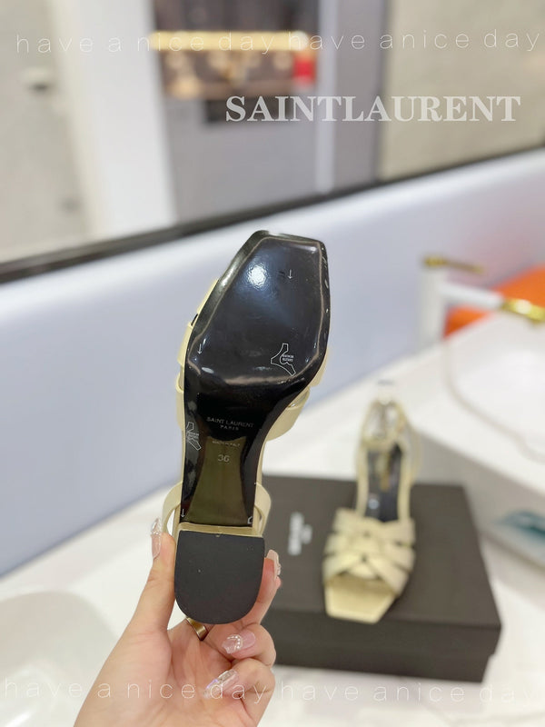 SL TRIBUTE SANDAL PASTEL YELLOW CALFSKIN