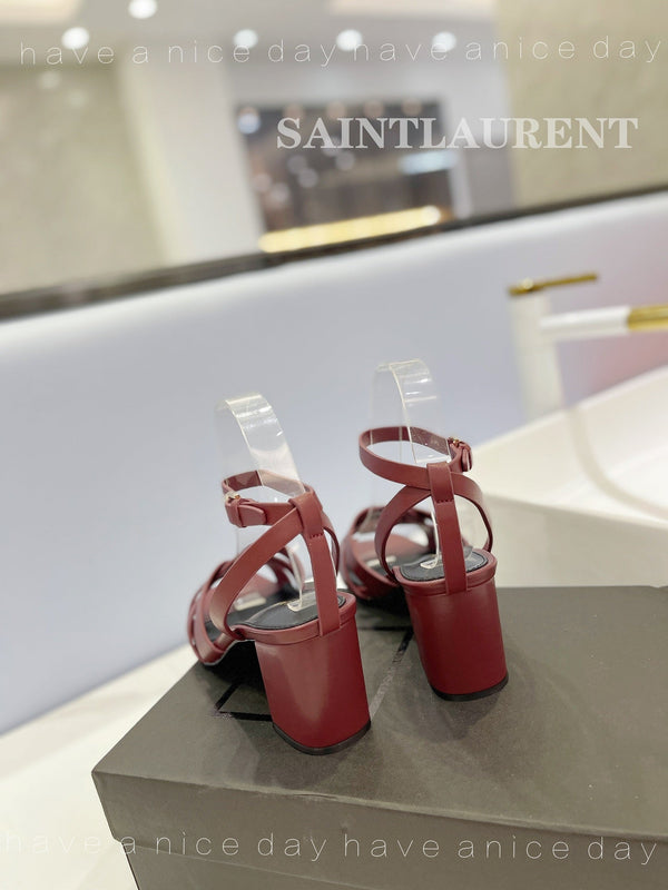 SL TRIBUTE SANDAL BERRY CALFSKIN