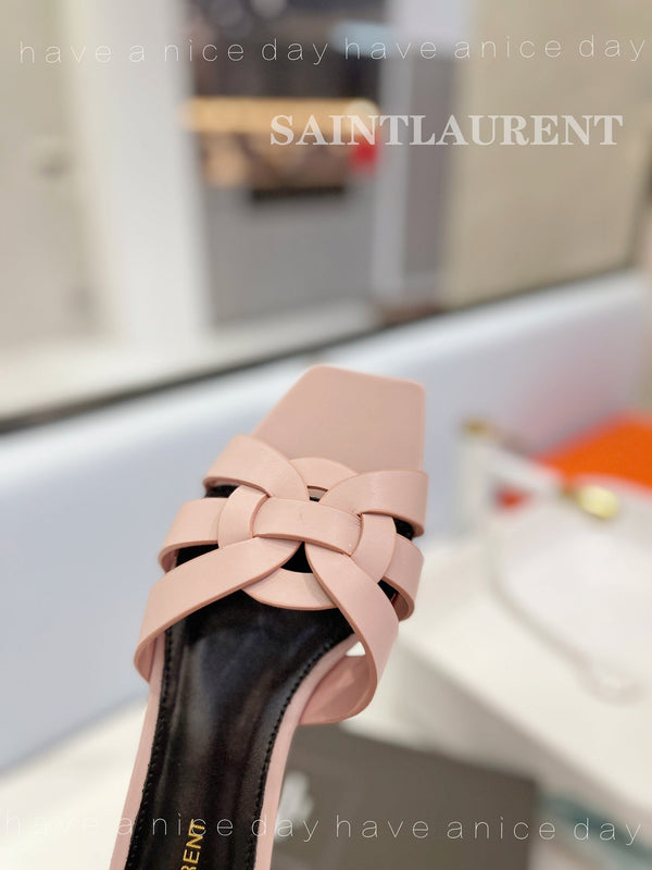 SL TRIBUTE SLIPPERS PINK NUDE CALFSKIN