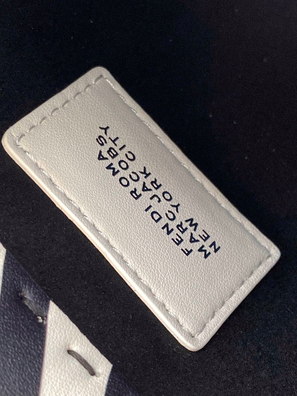 MINI SUNSHINE SHOPPER BAG 18 IN WHITE MIX BLACK SMOOTH CALFSKIN