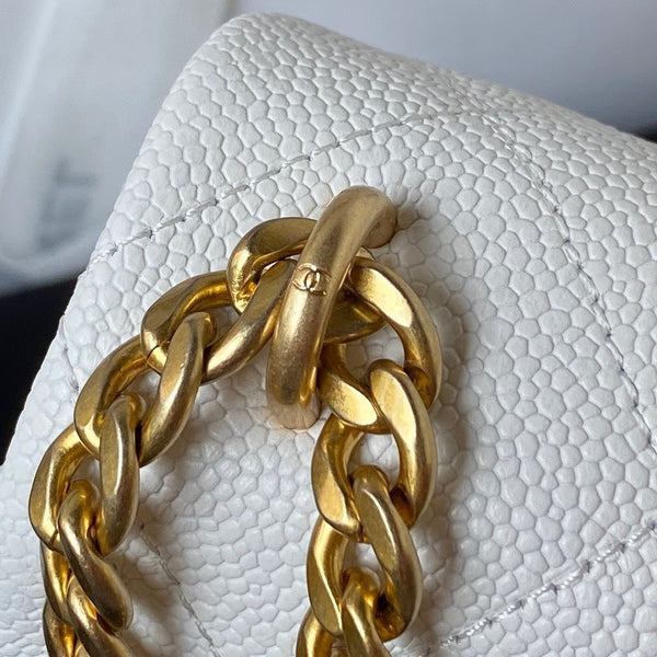 Borsa a patta 20 cm Caviar bianco Hardware oro