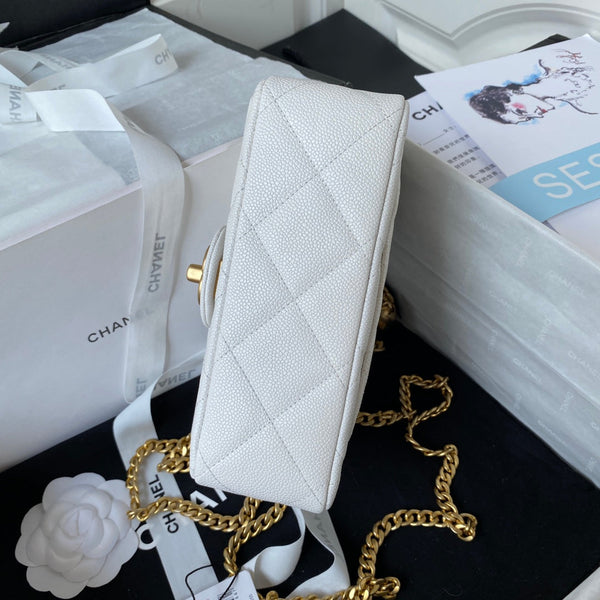 Borsa a patta 20 cm Caviar bianco Hardware oro