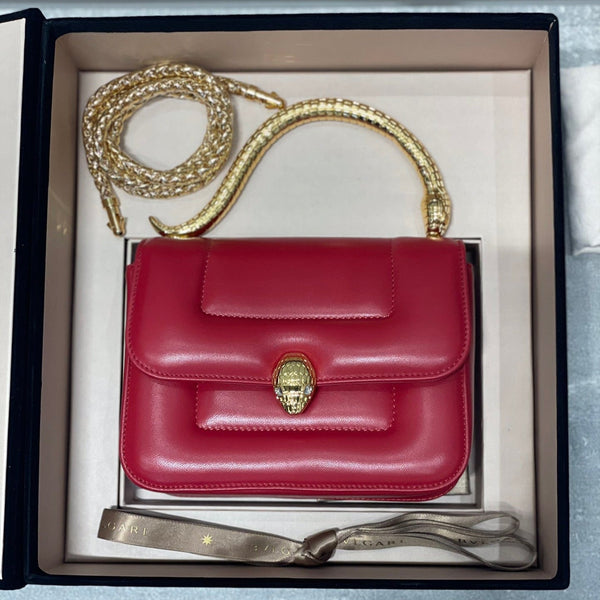 BVL Serpenti Mary Katrantzou Top Handle 19cm Red Lambskin GHW 188704
