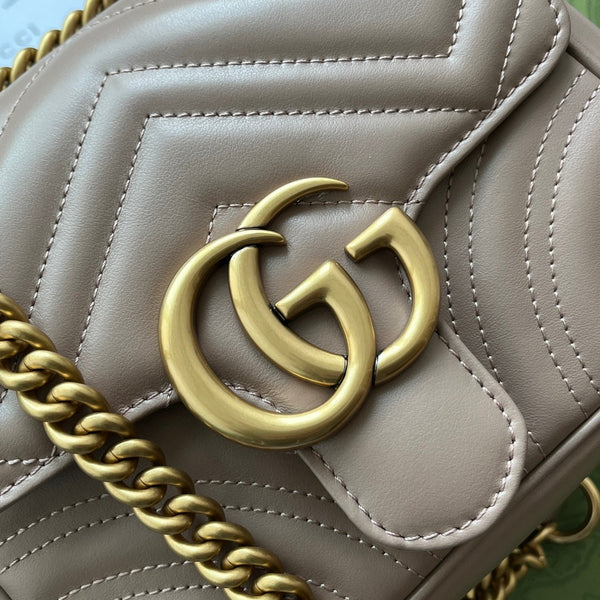 gg marmont mini 18cm pelle di vitello color carne scuro hardware dorato