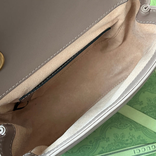 gg marmont mini 18cm pelle di vitello color carne scuro hardware dorato