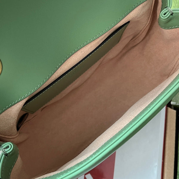 gg marmont mini 18cm green calfskin gold hardware