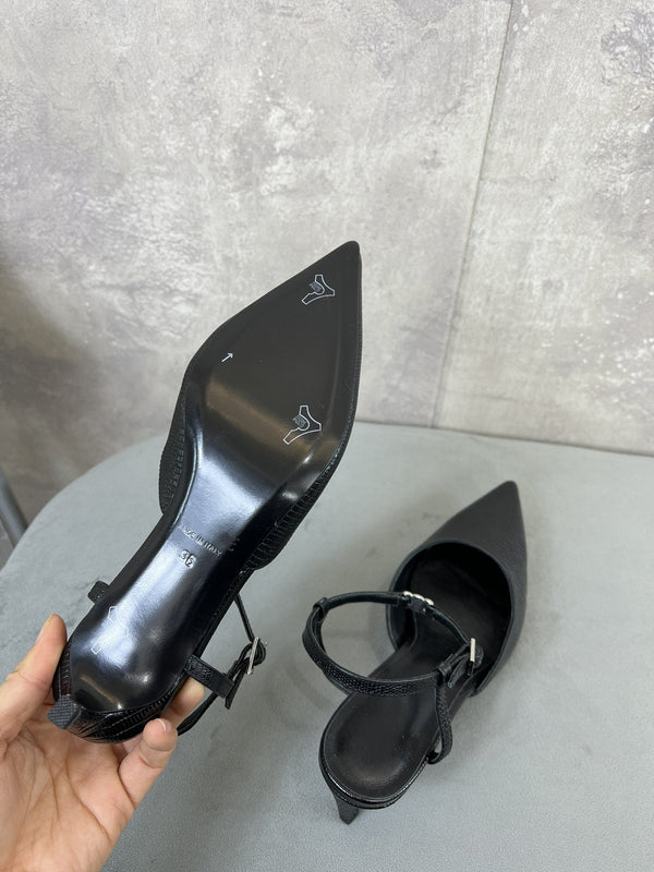 cl kitten with strap 45 black lizard stamped calfskin