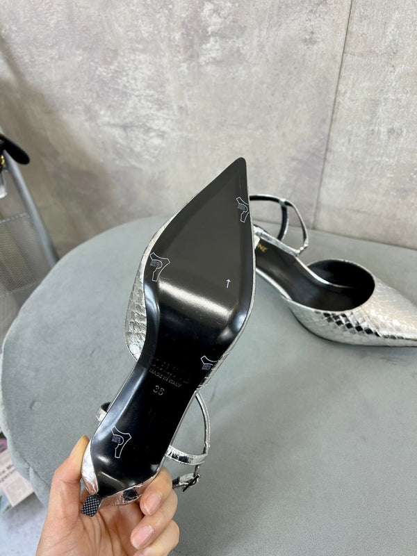 cl kitten with strap 45 platinum lizard stamped metalized calfskin