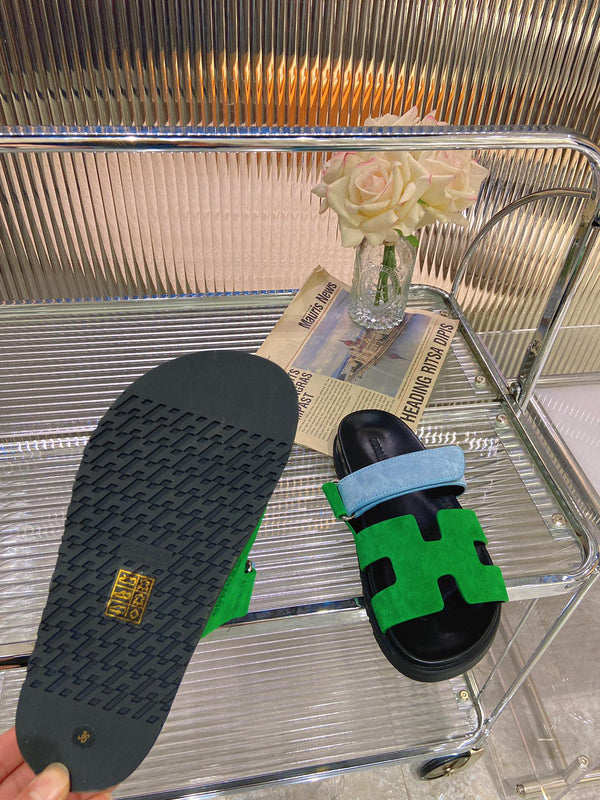 SANDALO CYPRUS VERDE MISTO CAMOSCIO BLU