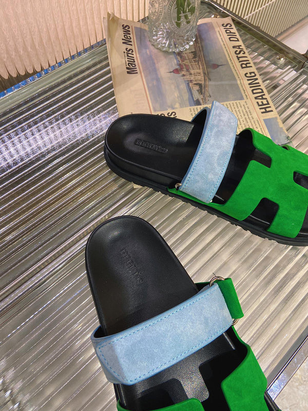 SANDALO CYPRUS VERDE MISTO CAMOSCIO BLU