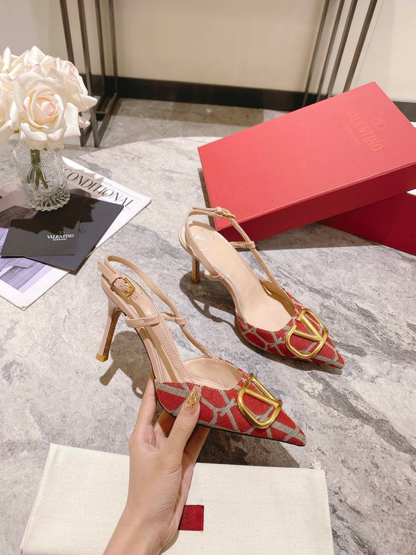 Valentino Slingback Pump Heel Fabric Print 239521