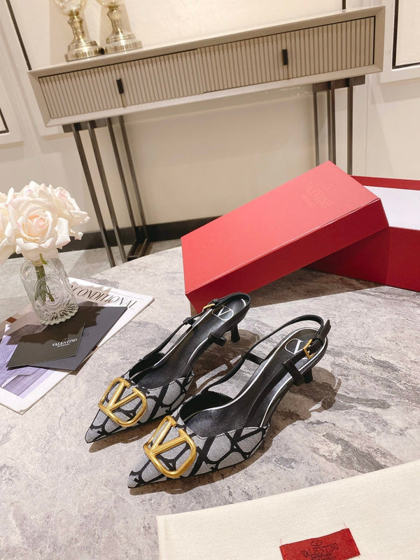 Valentino Slingback Pump Heel Fabric Print 239521