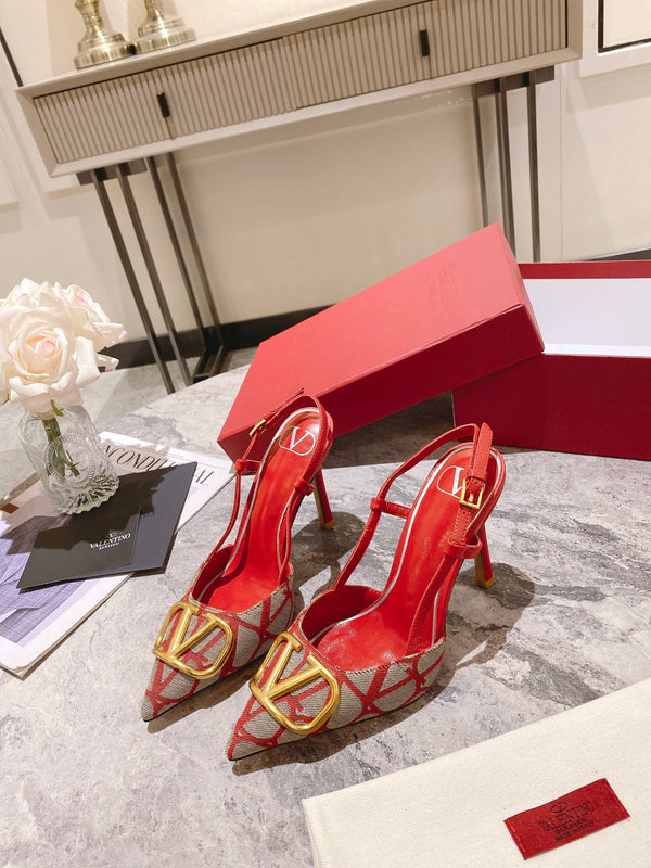 Valentino Slingback Pump Heel Fabric Print 239521