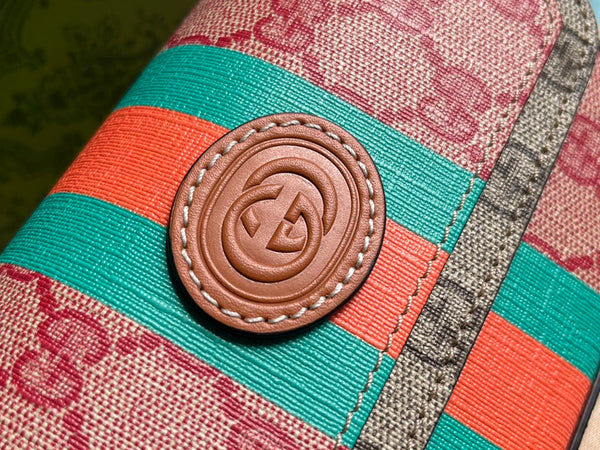 GG MINI 13 HANDBAG IN LIGHT PINK AND BEIGE CANVAS