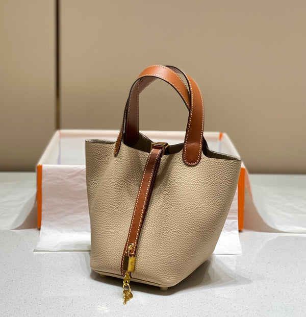 picotin lock 18 beige brown togo ghw