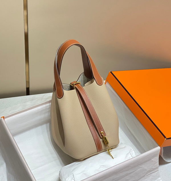 picotin lock 18 beige brown togo ghw