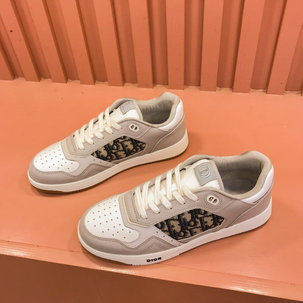 CD B27 LOW-TOP SNEAKER GRAY-BEIGE CALFSKIN