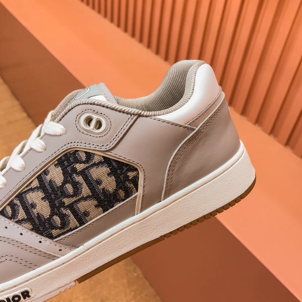 CD B27 SNEAKER BASSA IN PELLE DI VITELLO GRIGIO-BEIGE