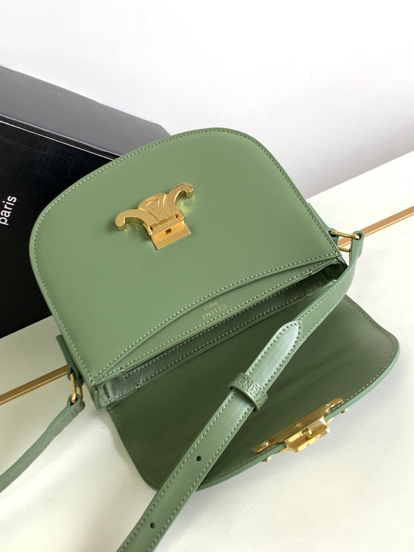 borsa a tracolla in pelle di vitello verde kaki modello Triumph 18.5 per adolescenti