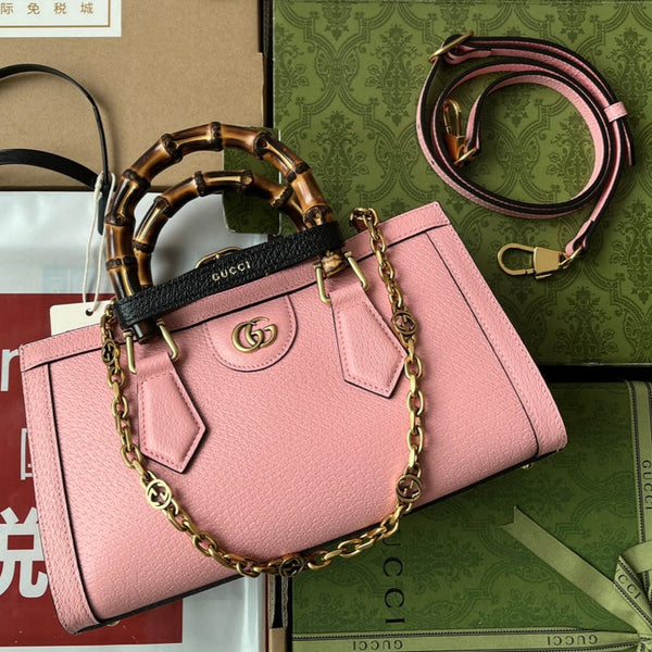 Borsa Gucci Diana Bamboo in pelle di vitello rosa 240100