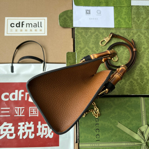 Borsa Gucci Diana Bamboo in pelle di vitello marrone 240101