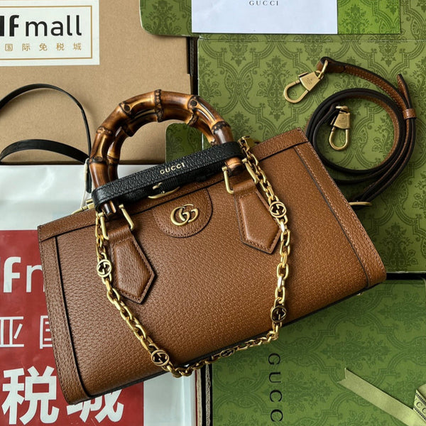 Borsa Gucci Diana Bamboo in pelle di vitello marrone 240101