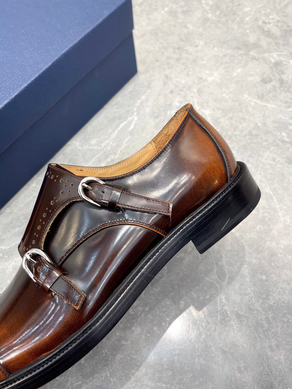 MOCASSINO DOPPIO MONKSTRAP CON FANTASIA CD IN PELLE DI VITELLO SCIROPPO