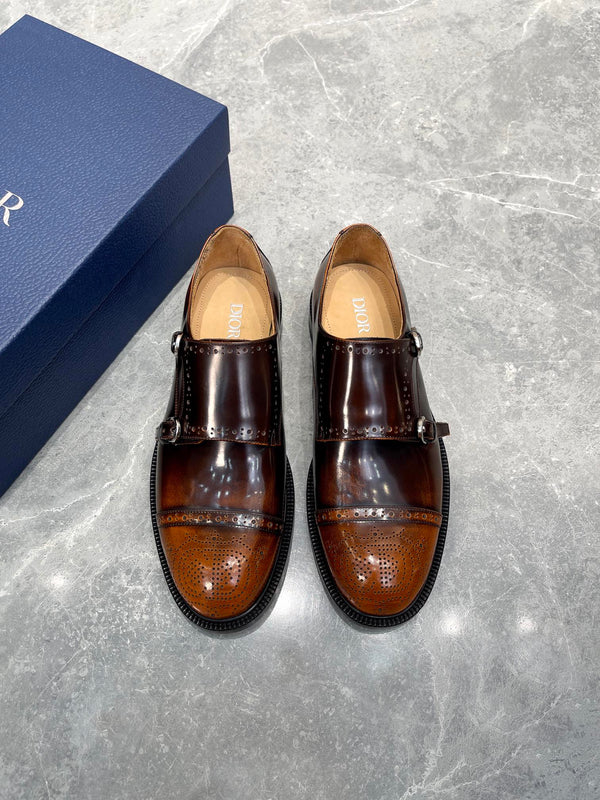 MOCASSINO DOPPIO MONKSTRAP CON FANTASIA CD IN PELLE DI VITELLO SCIROPPO