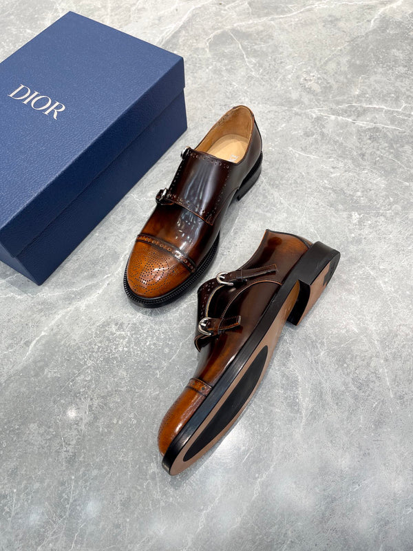 MOCASSINO DOPPIO MONKSTRAP CON FANTASIA CD IN PELLE DI VITELLO SCIROPPO