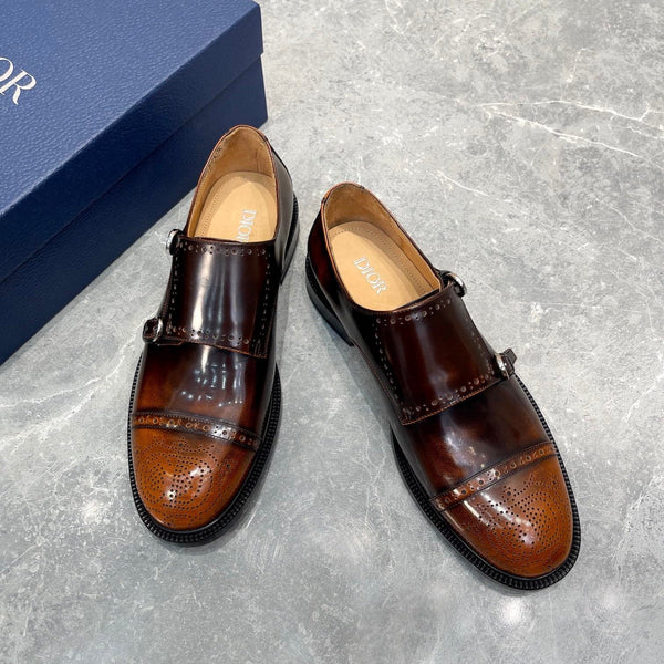 MOCASSINO DOPPIO MONKSTRAP CON FANTASIA CD IN PELLE DI VITELLO SCIROPPO