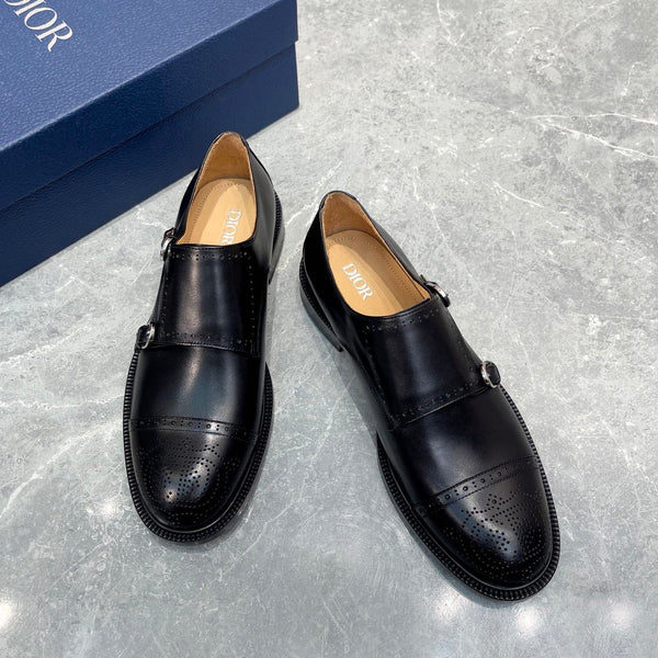 CD PATTERNED DOUBLE MONKSTRAP LOAFER BLACK CALFSKIN