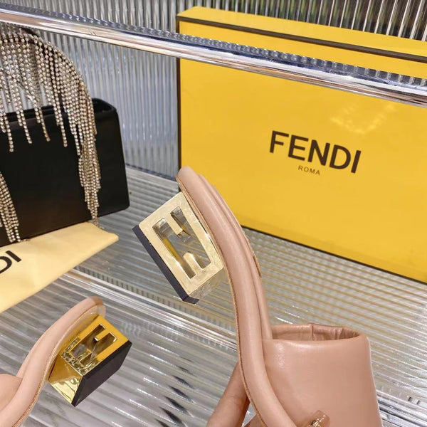 FENDI BAGUETTE SLIDES WOMEN IN DESERT SAND CALFSKIN