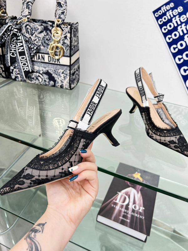 cd slingback pump 65 transparent mesh embroidered black flower moitf