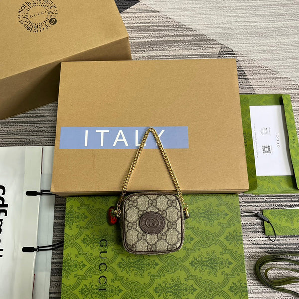 GG SUPERMINI 3 BOX BAG IN BEIGE CANVAS