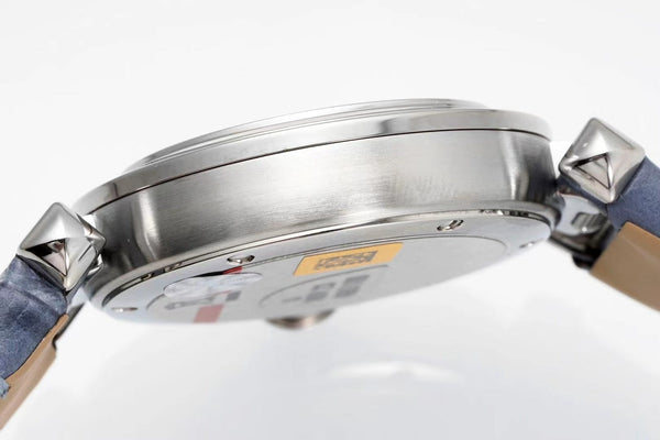 pasha 30mm quartz stainless steel white dial cloud blue leather