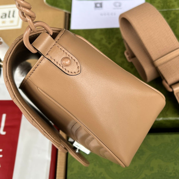 gg marmont mini 18cm all beige calfskin