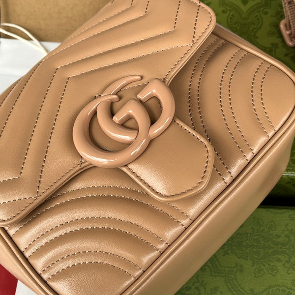 MARMONT QUILTED SHOULDER BAG 18 IN CIDER BROWN CALFSKIN