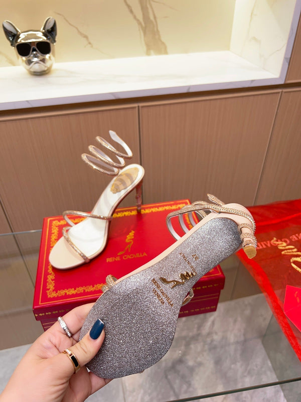 RC Heavy Industry Snake-Shape Pink Gold Silk Creole Rhinestones 251008