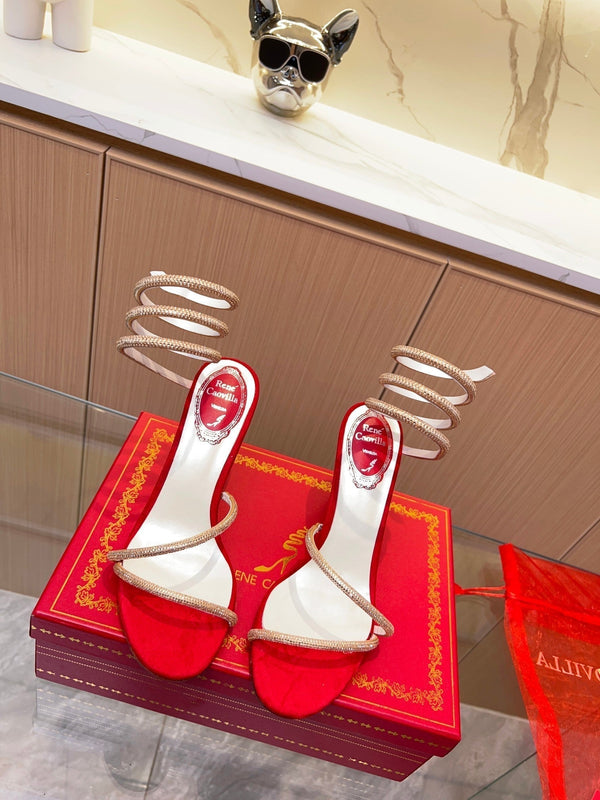 RC Heavy Industry Snake-Shape Red Gold Silk Creole Rhinestones 251009