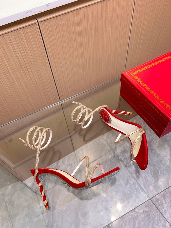 RC Heavy Industry Snake-Shape Red Gold Silk Creole Rhinestones 251009